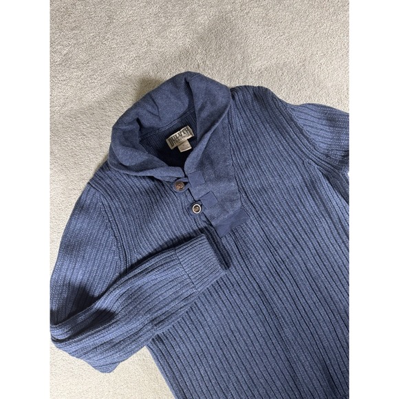 Duluth Trading Sweater Mens Medium Navy Blue Shawl Collar Thick Knit Chunky - Picture 1 of 8